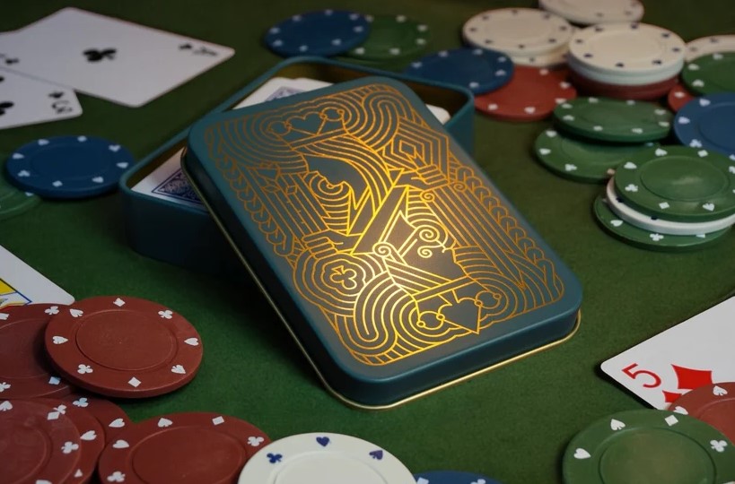 TINIT Playing Cards Tin Blue