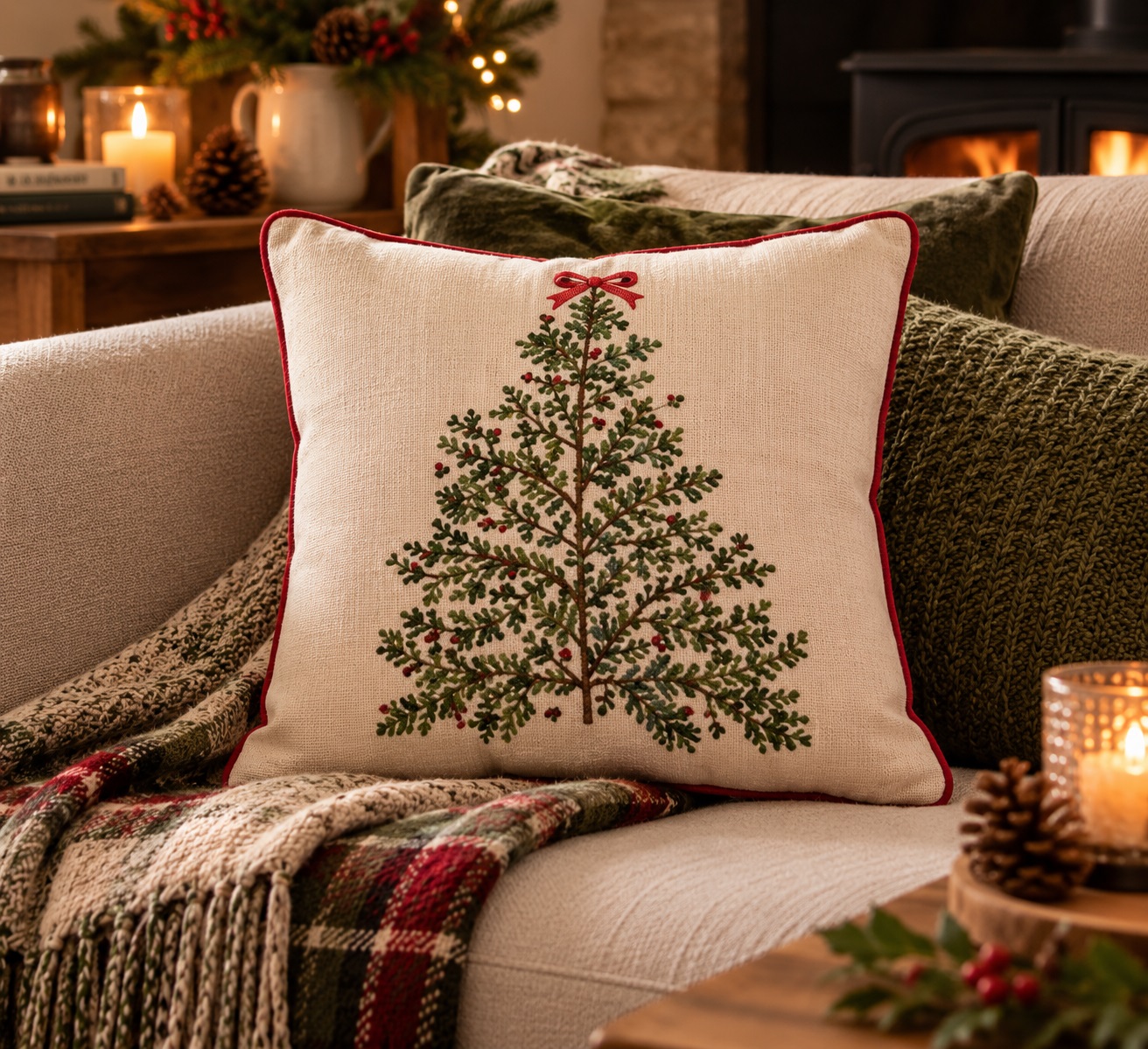 Winter Tree With Bow Cushion