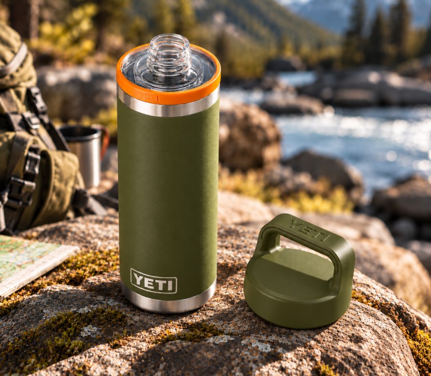 YETI Rambler 18oz Chug Bottle Olive/Orange